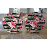 - Supla2li-3818-Gorsel2 - Realhomes  Realhomes Çizgili Zeminde Rengarenk Çiçekler Dijital Baskılı Modern 2'li Yuvarlak Servis Altlığı - Supla Realhomes