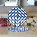 - Supla2li-3823-Gorsel3 - Realhomes Realhomes Nazar Boncuğu Motifli Dijital Baskılı Modern 2'li Yuvarlak Servis Altlığı - Supla Realhomes