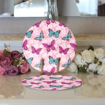 - Supla2li-3886-Gorsel3 - Realhomes Realhomes Butterfly Dijital Baskılı Modern 2'li Yuvarlak Servis Altlığı - Supla Realhomes