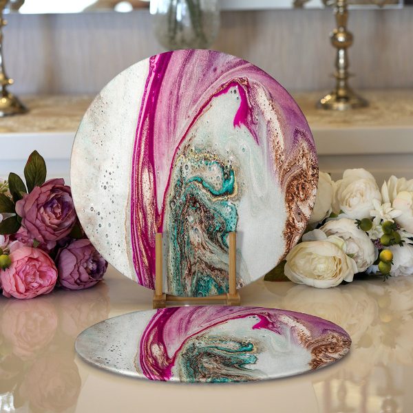 - Supla2li-3911-Gorsel1 - Realhomes  Realhomes Beyaz Zeminli Modern Pusula Desenli Dijital Baskılı Modern 2'li Yuvarlak Servis Altlığı - Supla Realhomes