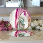 - Supla2li-3911-Gorsel3 - Realhomes  Realhomes Sulu Boya Desenli Özel Tasarım Dijital Baskılı Modern 2'li Yuvarlak Servis Altlığı - Supla Realhomes