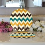 Realhomes Modern Zigzag Desen Dijital Baskılı 2'li Yuvarlak Servis Altlığı - Supla Realhomes