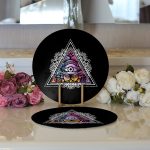 - Supla2li-5002-Gorsel3 - Realhomes Realhomes Üçüncü Göz Motifli Özel Tasarım Dijital Baskılı Modern 2'li Yuvarlak Servis Altlığı - Supla Realhomes