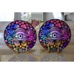 - Supla2li-5009-Gorsel2 - Realhomes Realhomes Beyaz Zeminde Renkli Üçüncü Göz Motifli Modern 2'li Yuvarlak Servis Altlığı - Supla Realhomes