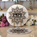 - Supla2li-5011-Gorsel1 - Realhomes Realhomes Özel Tasarım Çiçek Üçüncü Göz Motifli Modern 2'li Yuvarlak Servis Altlığı - Supla Realhomes