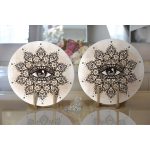 - Supla2li-5011-Gorsel2 - Realhomes Realhomes Özel Tasarım Çiçek Üçüncü Göz Motifli Modern 2'li Yuvarlak Servis Altlığı - Supla Realhomes