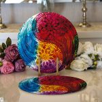 - Supla2li-5029-Gorsel1 - Realhomes Realhomes Renkli Uzak Doğu Denge İkonlu Dijital Baskılı Modern 2'li Yuvarlak Servis Altlığı - Supla Realhomes