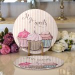 Realhomes Cup Cake Dijital Baskılı Modern 2'li Yuvarlak Servis Altlığı - Supla Realhomes