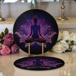 Realhomes Pembe Neon Motifli Uzak Doğu Yoga Desenli Modern 2'li Yuvarlak Servis Altlığı - Supla Realhomes