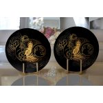 - Supla2li-5035-Gorsel2 - Realhomes Realhomes Uzak Doğu Gold Yoga Motifli Özel Tasarım Dijital Baskılı Modern 2'li Yuvarlak Servis Altlığı - Supla Realhomes