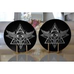 Realhomes Özel Tasarım Kanatlı Üçüncü Göz Motifli Dijital Baskılı Modern 2'li Yuvarlak Servis Altlığı - Supla Realhomes