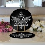 Realhomes Özel Tasarım Kanatlı Üçüncü Göz Motifli Dijital Baskılı Modern 2'li Yuvarlak Servis Altlığı - Supla Realhomes