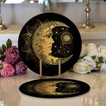 - Supla2li-5038-Gorsel1 - Realhomes Realhomes Özel Tasarım Gold Ay Desenli Saat Modern 2'li Yuvarlak Servis Altlığı - Supla Realhomes