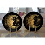 - Supla2li-5038-Gorsel2 - Realhomes Realhomes Özel Tasarım Gold Ay Desenli Saat Modern 2'li Yuvarlak Servis Altlığı - Supla Realhomes