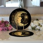 - Supla2li-5038-Gorsel3 - Realhomes Realhomes Özel Tasarım Gold Ay Desenli Saat Modern 2'li Yuvarlak Servis Altlığı - Supla Realhomes