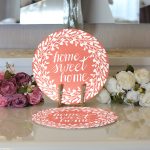 Realhomes Home Sweet Home Dijital Baskılı Modern 2'li Yuvarlak Servis Altlığı - Supla Realhomes