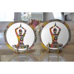 - Supla2li-5053-Gorsel2 - Realhomes Realhomes Siyah Zeminde Yoga Motifli Modern 2'li Yuvarlak Servis Altlığı - Supla Realhomes