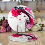 - Supla2li-5076-Gorsel1 - Realhomes Realhomes Sulu Boya Özel Tasarım Fashion Women Dijital Baskılı Modern 2'li Yuvarlak Servis Altlığı - Supla Realhomes