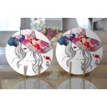 - Supla2li-5078-Gorsel2 - Realhomes Realhomes Fashion Girl Şapka Özel Tasarım Dijital Baskılı Modern 2'li Yuvarlak Servis Altlığı - Supla Realhomes