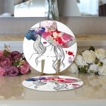 - Supla2li-5078-Gorsel3 - Realhomes Realhomes Fashion Girl Şapka Özel Tasarım Dijital Baskılı Modern 2'li Yuvarlak Servis Altlığı - Supla Realhomes