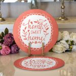 - Supla2li-509-Gorsel1 - Realhomes Realhomes Home Sweet Home Dijital Baskılı Modern 2'li Yuvarlak Servis Altlığı - Supla Realhomes