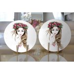 - Supla2li-5094-Gorsel2 - Realhomes Realhomes Beyaz Zeminde Rankli Kalem Çizimli Modern 2'li Yuvarlak Servis Altlığı - Supla Realhomes