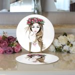 - Supla2li-5094-Gorsel3 - Realhomes Realhomes Beyaz Zeminde Rankli Kalem Çizimli Modern 2'li Yuvarlak Servis Altlığı - Supla Realhomes