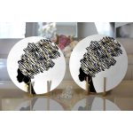 Realhomes Siyah Beyaz Zenci Kadın Motifli Modern 2'li Yuvarlak Servis Altlığı - Supla Realhomes