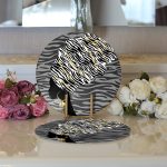 - Supla2li-5100-ayna-Gorsel3 - Realhomes Realhomes Siyah Ve Karamel Zeminde Zenci Kadın Dijital Baskılı Modern 2'li Yuvarlak Servis Altlığı - Supla Realhomes