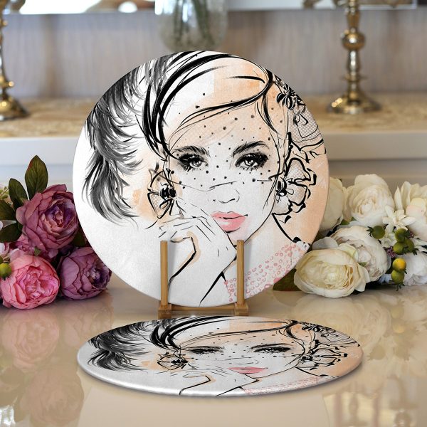 - Supla2li-5103-Gorsel1 - Realhomes  Realhomes Bordo Lacıvert Renklı Capa Dumen Temalı Dijital Baskılı Modern 2'li Yuvarlak Servis Altlığı - Supla Realhomes