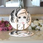 - Supla2li-5103-Gorsel3 - Realhomes Realhomes Karakalem Çizimli Fashion Women Modern 2'li Yuvarlak Servis Altlığı - Supla Realhomes