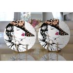 - Supla2li-5104-Gorsel2 - Realhomes Realhomes Şapkalı Fashion Girl Desenli Modern 2'li Yuvarlak Servis Altlığı - Supla Realhomes