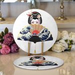 Realhomes Yelpazali Japan Kadın Motifli Modern 2'li Yuvarlak Servis Altlığı - Supla Realhomes