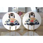 Realhomes Yelpazali Japan Kadın Motifli Modern 2'li Yuvarlak Servis Altlığı - Supla Realhomes