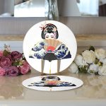 Realhomes Yelpazali Japan Kadın Motifli Modern 2'li Yuvarlak Servis Altlığı - Supla Realhomes