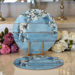 - Supla2li-5108-Gorsel1 - Realhomes Realhomes Mavi Ahşap Zeminli Bahar Motifli Modern 2'li Yuvarlak Servis Altlığı - Supla Realhomes