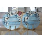 - Supla2li-5108-Gorsel2 - Realhomes Realhomes Mavi Ahşap Zeminli Bahar Motifli Modern 2'li Yuvarlak Servis Altlığı - Supla Realhomes