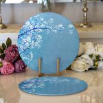 Realhomes Gökyüzü Temalı Ağaç Motifli Modern 2'li Yuvarlak Servis Altlığı - Supla Realhomes