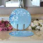 Realhomes Gökyüzü Temalı Ağaç Motifli Modern 2'li Yuvarlak Servis Altlığı - Supla Realhomes