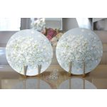 - Supla2li-5113-Gorsel2 - Realhomes Realhomes Mavi Zeminde Beyaz Ortanca Çiçeği Dijital Baskılı Modern 2'li Yuvarlak Servis Altlığı - Supla Realhomes