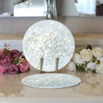 - Supla2li-5113-Gorsel3 - Realhomes Realhomes Mavi Zeminde Beyaz Ortanca Çiçeği Dijital Baskılı Modern 2'li Yuvarlak Servis Altlığı - Supla Realhomes