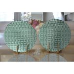 - Supla2li-5116koyuyesil-Gorsel2 - Realhomes Realhomes Özel Tasarım Koyu Yeşil İkat Desenli Dijital Baskılı Modern 2'li Yuvarlak Servis Altlığı - Supla Realhomes