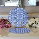 - Supla2li-5116lacivert-Gorsel3 - Realhomes  Realhomes Özel Tasarım Lacivert İkat Desenli Dijital Baskılı Modern 2'li Yuvarlak Servis Altlığı - Supla Realhomes