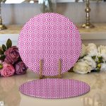 - Supla2li-5116mor-Gorsel1 - Realhomes Realhomes Özel Tasarım Mor İkat Desenli Dijital Baskılı Modern 2'li Yuvarlak Servis Altlığı - Supla Realhomes