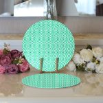 - Supla2li-5116yesil-Gorsel3 - Realhomes Realhomes Özel Tasarım Yaşil İkat Desenli Dijital Baskılı Modern 2'li Yuvarlak Servis Altlığı - Supla Realhomes