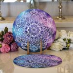 - Supla2li-5117-Gorsel1 - Realhomes Realhomes Gökkuşağı Zemininde Beyaz Mandala Çizimli Modern 2'li Yuvarlak Servis Altlığı - Supla Realhomes