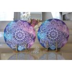 - Supla2li-5117-Gorsel2 - Realhomes Realhomes Gökkuşağı Zemininde Beyaz Mandala Çizimli Modern 2'li Yuvarlak Servis Altlığı - Supla Realhomes