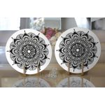 Realhomes Beyaz Zeminde Çiçek Mandala Desenli Modern 2'li Yuvarlak Servis Altlığı - Supla Realhomes