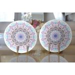 - Supla2li-5132-Gorsel2 - Realhomes Realhomes Beyaz Zeminde Açık Renkte Mandala Modern 2'li Yuvarlak Servis Altlığı - Supla Realhomes