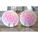 - Supla2li-5136-Gorsel2 - Realhomes  Realhomes Beyaz Zeminde Pembe Mavi Mandala Desenli Özel Tasarım Modern 2'li Yuvarlak Servis Altlığı - Supla Realhomes